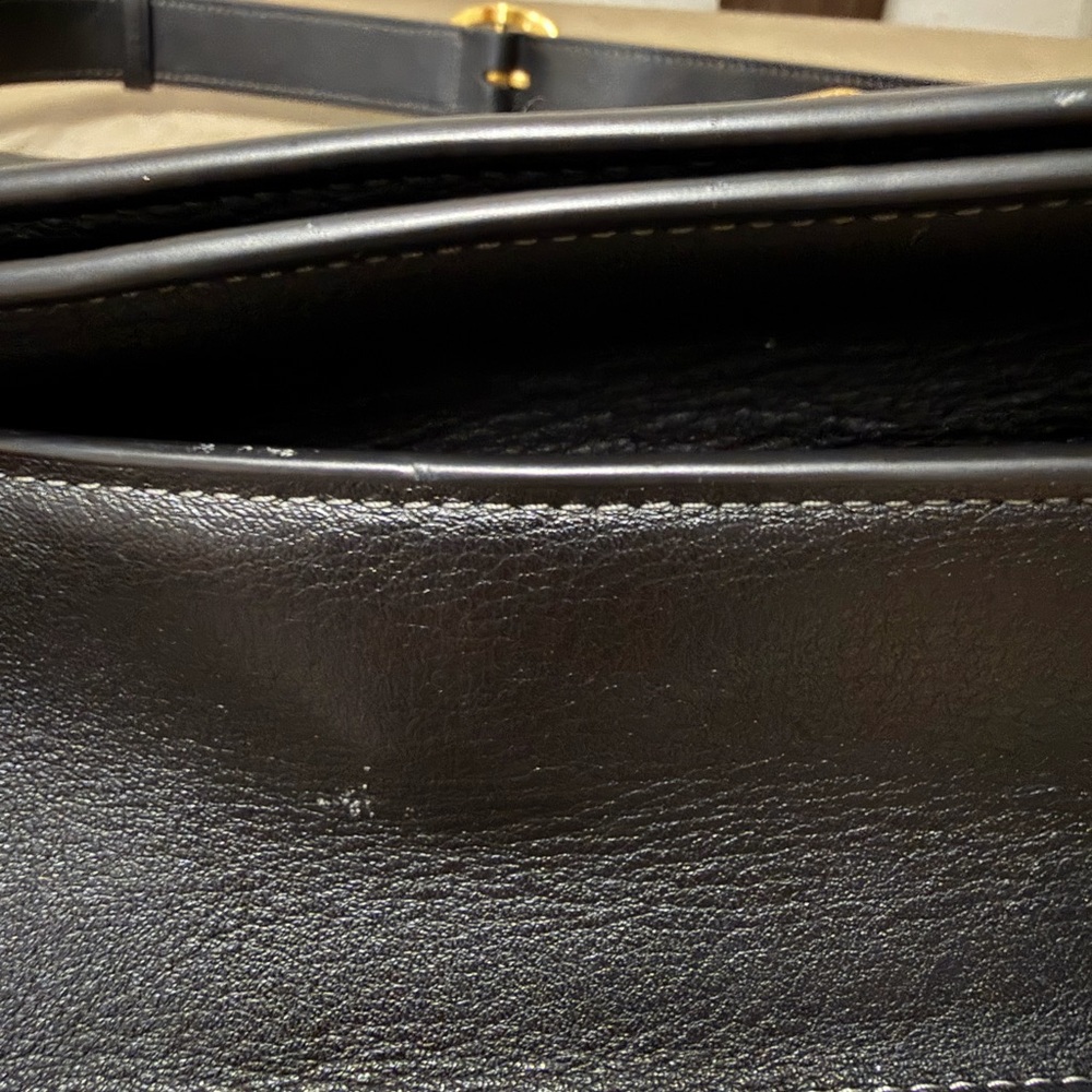 Coach Black Leather Shoulder Bag with Gold Hardware and Chain Accent - Picture 7 of 16
